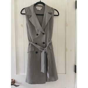 Buyer Too! Women’s Houndstooth Belted Sleeveless Black White Dress 7 Junior